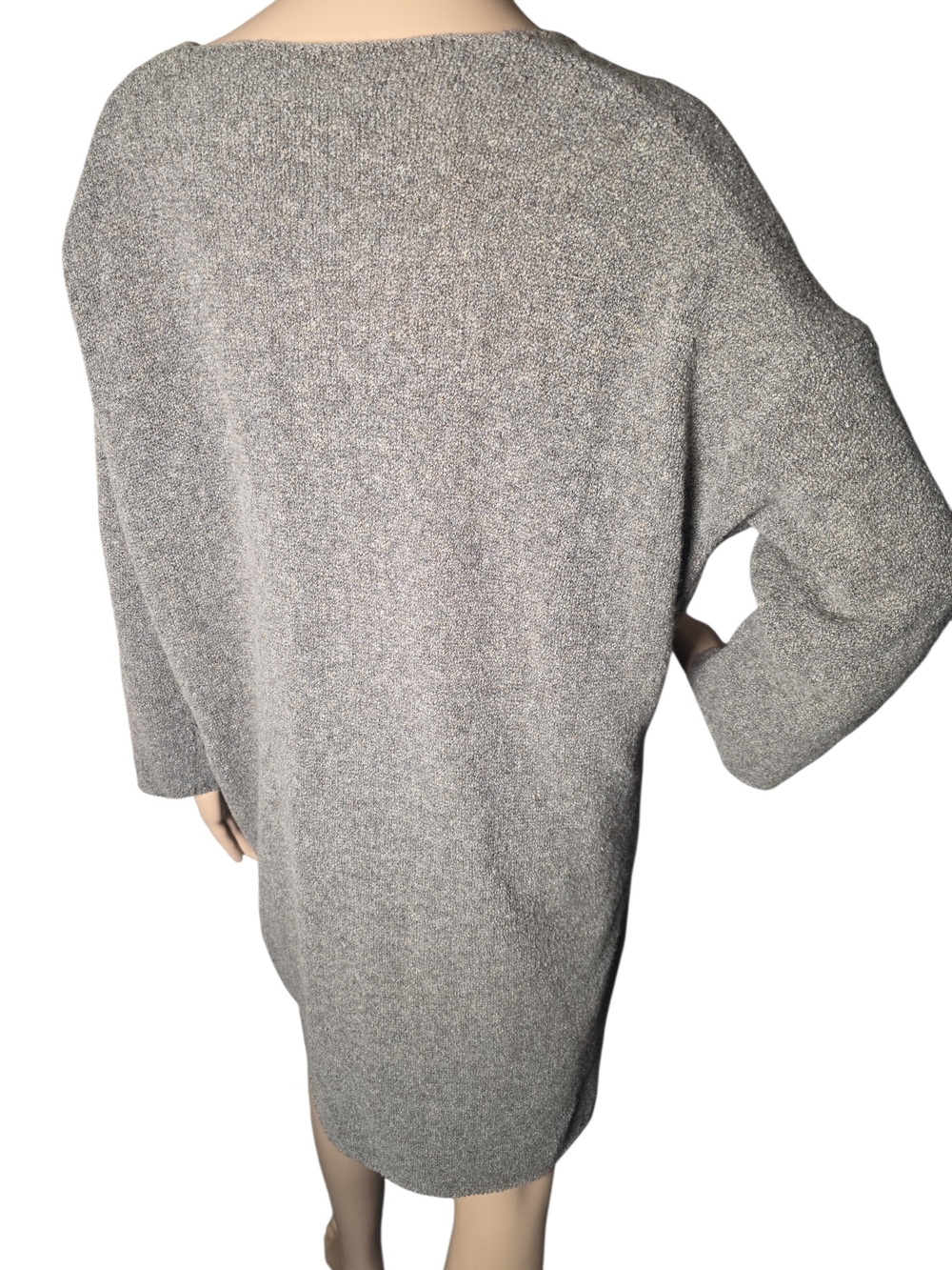 Evam Eva Wool Boucle Long Open Cardigan Coat Gray Size 1 Made in Japan - Picture 3 of 9